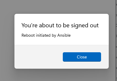 Reboot notification message