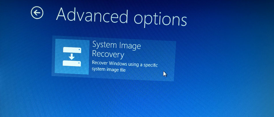Photo of System Image Recover option